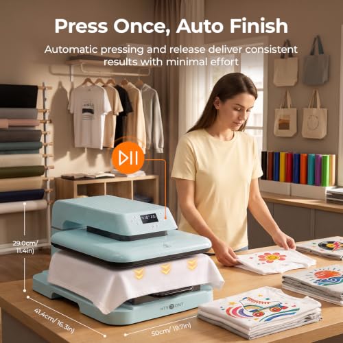 Image of HTVRONT Auto Heat Press Machine for T Shirts with Auto Release, 15X15