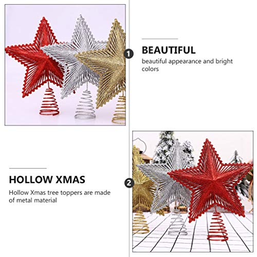 Topo de árvore de Natal Valicclud com glitter para decoração de árvore de Natal para casa - Vermelho