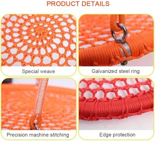 Kids Outdoor Nest Disc Swing - Round Spider Net Swing Seat for Backyard Playground - 70cm/27.56in Gray - Fun and Safe Play for Children