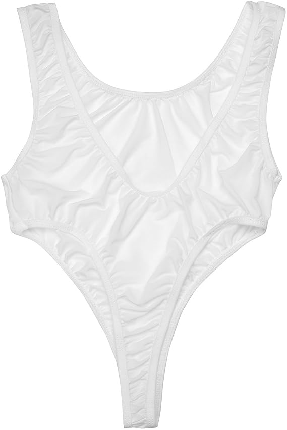 Womens One Piece Thong Leotard Backless High Cut Bodysuit Sexy Sheer Swimsuit Bathing Suit