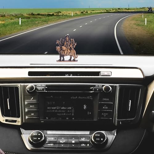Image of anciently Maa Durga Idol for Dashboard, Metal, 1 Piece (Copper Colour)
