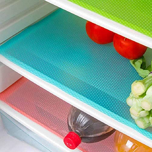 Aiosscd 15PCS Shelf Mats Refrigerator Liners Washable Refrigerator Pads Fridge Mats Drawer Placemats Home Kitchen Gadgets Accessories Organization for Top Freezer(5green+5pink+5blue)