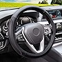 Magnelex Microfiber Leather Steering Wheel Cover – Black. Heat Resistant Anti-Slip Car Wheel Wrap - Compatible with Most Makes and Models of Cars and Trucks with 14.5 to 15 Inch Steering Wheels