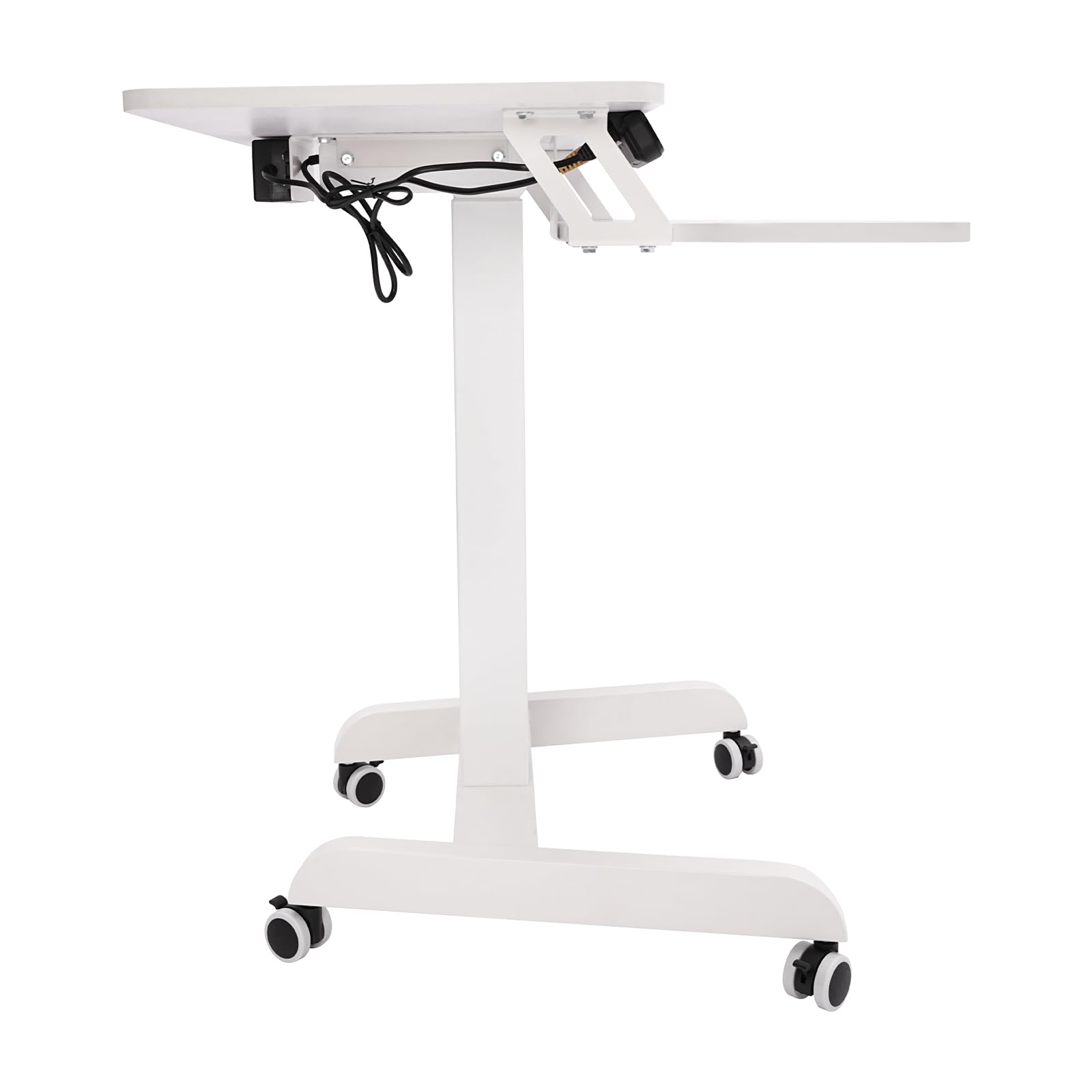 Scrivania elettrica a 2 Livelli con Altezza di rotolamento Regolabile, scrivania Mobile in Piedi, postazione di Lavoro Sit-Stand per Home Office, Bianca
