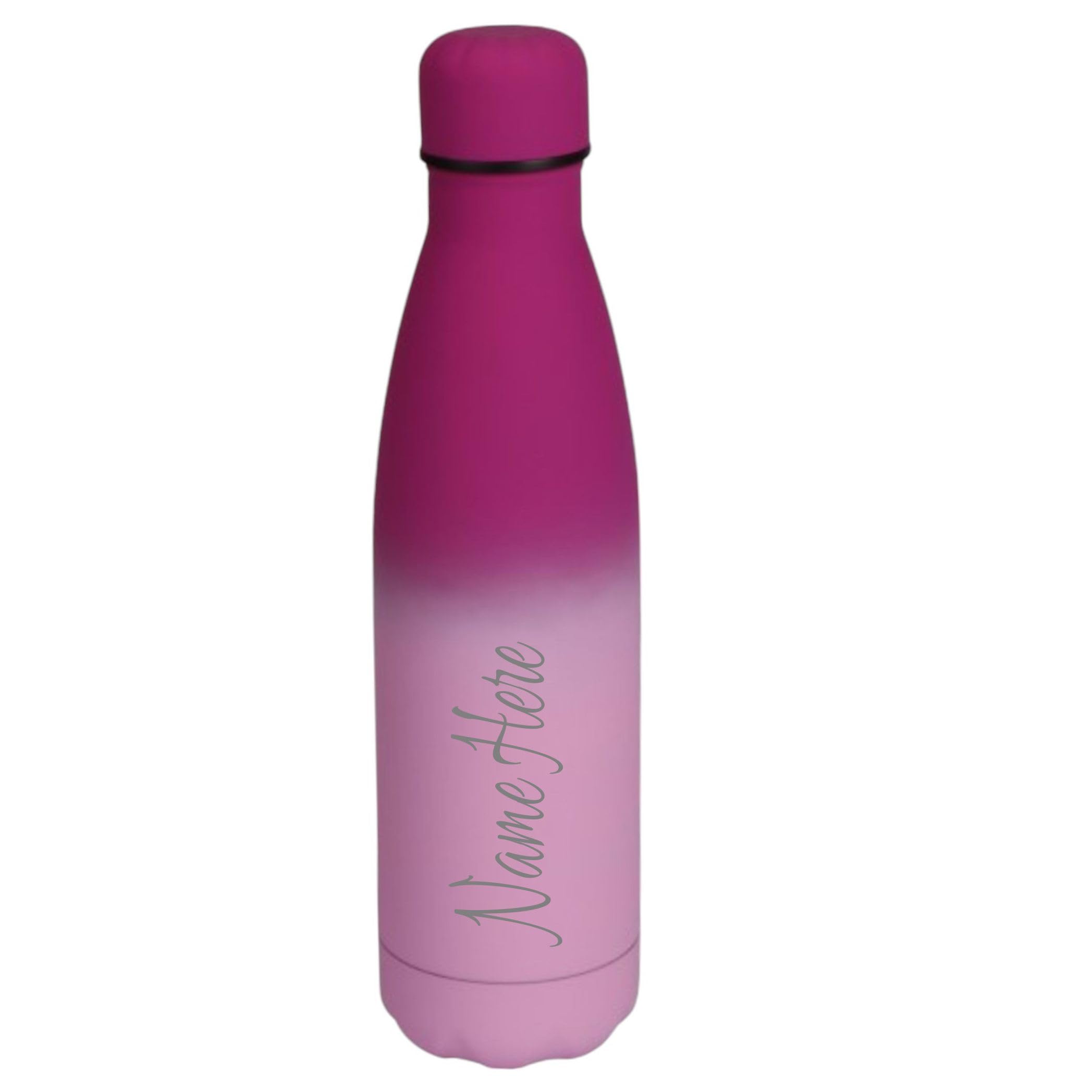 Personalised Engraved 500ml Insulated Water Bottle with Any Name Hot or Cold Drinks Selection of Colours (Pink Gradient)