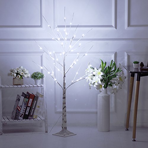 Bolylight LED Birch Tree 4ft 48L LED Christmas Decorations Lighted Tree Decor