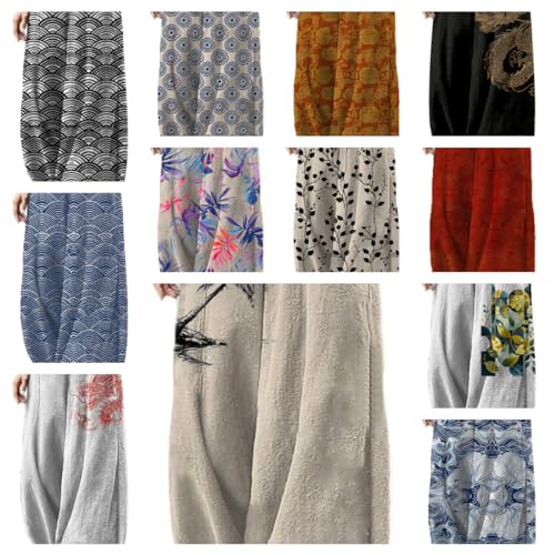 Cotton Linen Boho Casual Pants for Women Flowy Wide Leg High Waist Harem Pants Yoga Summer Comfy Lounge Pants3