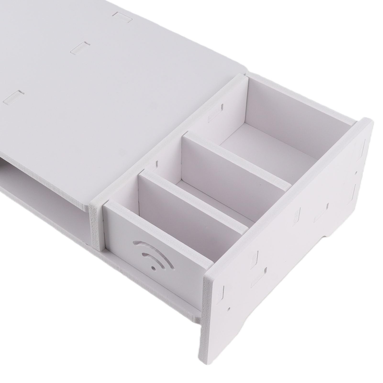 Greensen Supporto per Monitor Composito in Legno-Plastica Verde, Supporto per Monitor da Scrivania Regolabile in Larghezza, Supporto Ergonomico per Laptop con Cassetto Portaoggetti