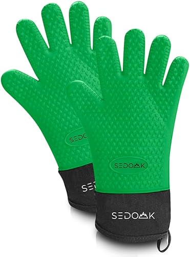 Guantes de horno resistentes al calor Guantes de barbacoa Ideal para barbacoa, parrilla, hornear, cocinar y más Silicona de doble capa, guantes