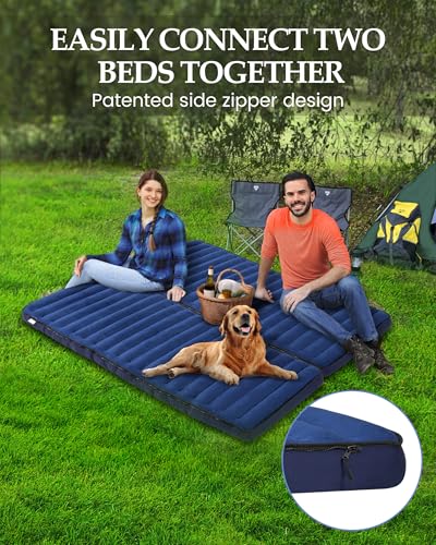 Image of Inflatable Camping Sleeping Pad, Portable Single Mattress & pillow - Blue