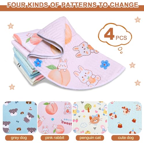 Image of 4 Pack Whelping Pads for Dogs, Round Whelping Pads Washable and Waterproof ,Reusable Pet Pee Pads Puppy Training Pad Whelping Floor Pad Whelping Supplies for Dogs (32 inch, Round,Multicolor)