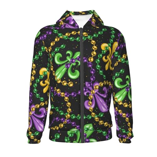 Mardi Gras6 Kids Pullover Hoodies Boys Zip Up Sweatshirts Girls Athletic Clothes with Pocket2