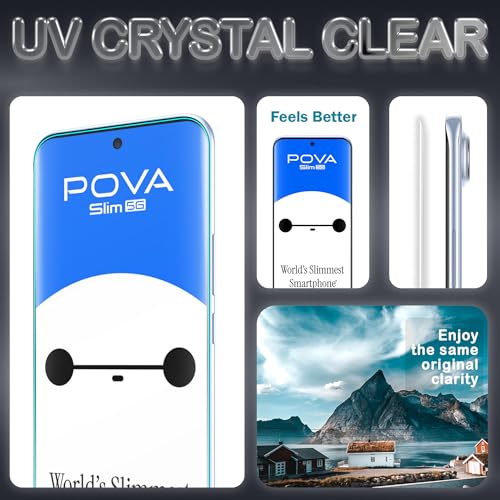 Image of ArmourPro Military Grade UV Tempered Glass Compatible For Tecno Pova Slim 5G (6.78 Inch) With Easy UV Installation Kit | Edge To Edge Coverage | Pack of 2