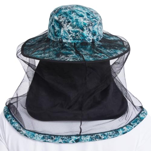 Image of BASSDASH UPF 50+ Mosquito Sun Hat with Hidden Head Net and Neck Flap for Men Women Outdoor Fishing Hiking Camping