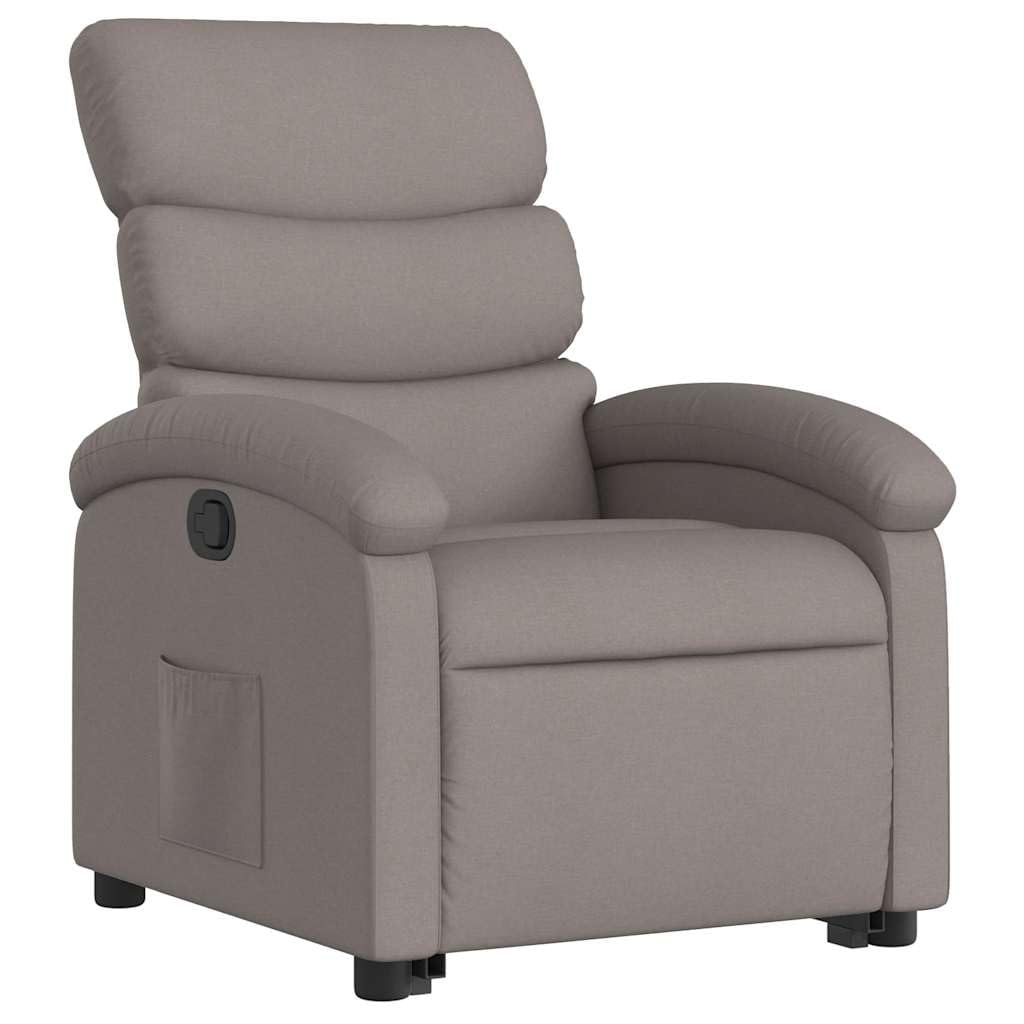 Sillón elevador reclinable de tela, con motor eléctrico y función de elevación manual para máxima comodidad y soporte postural
