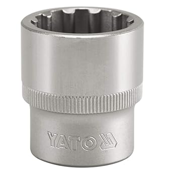 Yato YT-1481 Spline Socket of Size 32mm & Length 45mm Suitable for1/2 inchSocket Wrench Set |CrV Chromium Mirror Plated Steel|Socket Tool Box|Used as Home & Mechanical Tools|Industrial/Car tool