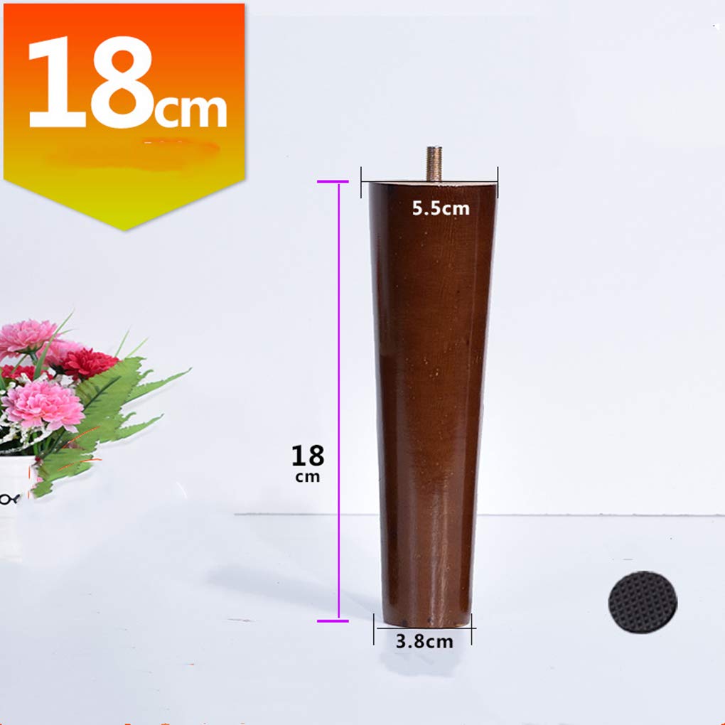 4 gambe per mobili, gambe in legno massello, coniche, di ricambio per mobili a cono dritto, per divano, letto, sedia, divano, piedini in legno M8, noce (18 cm)