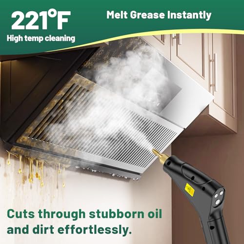 Image of 2500W Handheld Steam Cleaner, 15s Fast Heat-Up High Temp Pressurized Steamer, 1.2L Large Tank, Portable Steam Cleaning Machine for Home, Kitchen, Bathroom, Car, Grout & Furniture (Black)