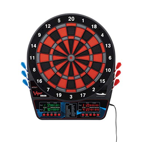 Viper Orion Electronic Dartboard, Metropolitan Espresso Cabinet, Throw Line Marker & Shadow Buster Dartboard Light Bundle