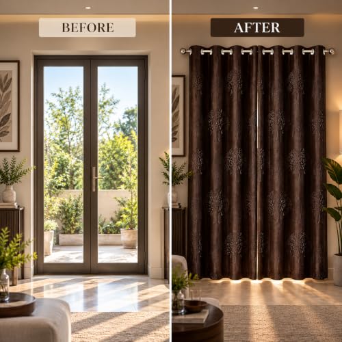 Image of FLORANCIA Polyester Eyelet Door Curtains 7 Feet Long (205 cm) Pack of 1