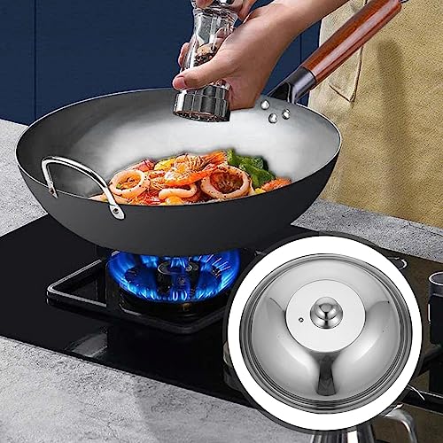 Cabilock Wok Lid 14 Inch Frying Pan Lid Stainless Steel Universal Lid For Pots Pans Skillets Woks Metal Pots Pans Replacement Lids Kitchen Cooking Cookware Lids Stainless Steel Pot Lid Pot Cover #TOP6