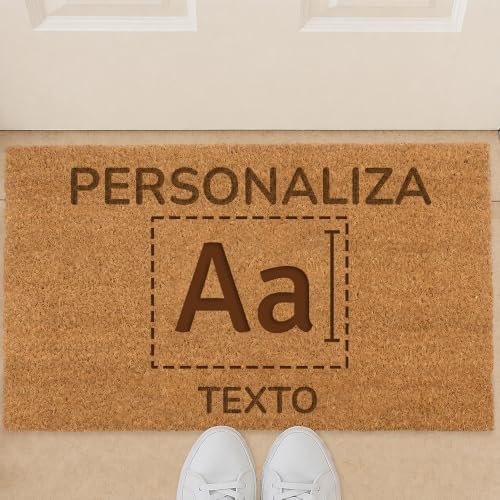 Wanapix | Felpudo Grabado Personalizado | Felpudos Originales para la Entrada de Casa | Base Antideslizante | Fibras de Coco Natural | Familia con Nombre o Texto
