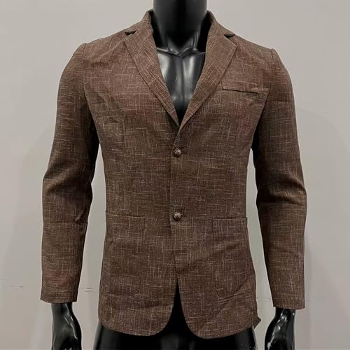 Mens Herringbone Tweed Slim Fit Suit Jacket Vintage Herringbone Tweed Blazer Two Button Wool Blend Sport Coat，Brown2