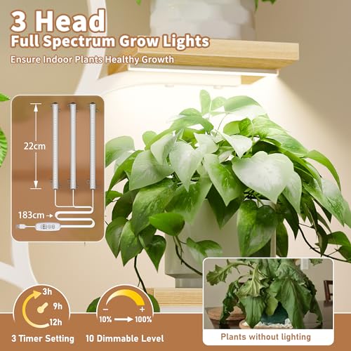 BACEKOLL Pflanzenständer mit Wachstumslicht - 8 Ebenen Blumenständer 124cm Metall Holz Pflanzenregal - Innen & Außen Blumentreppe… – Ansicht 6