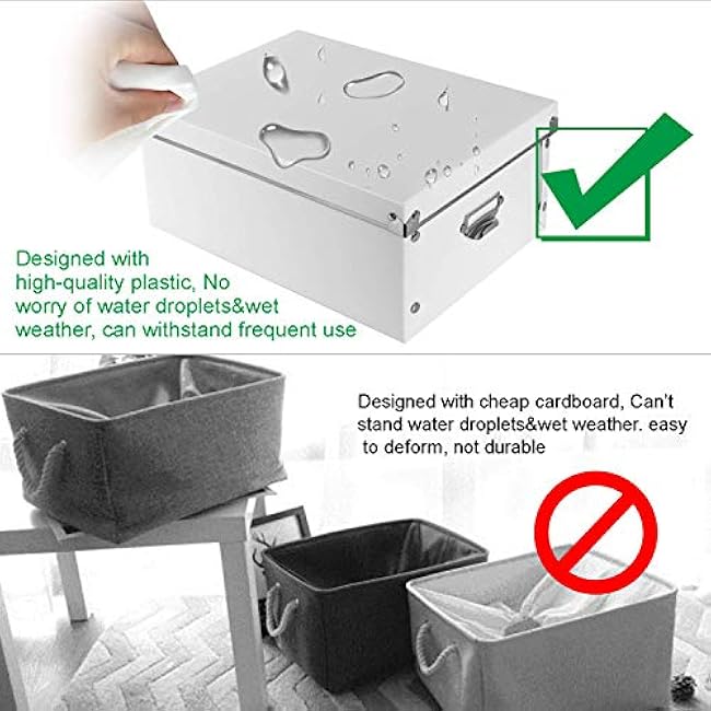 SEEKIND Decorative Storage Boxes with Lids,Water-Proof Storage Bins for Shoes,Clothes,Office ¡