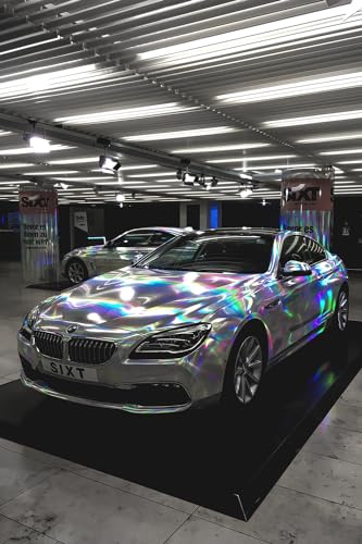Image of HOME13 Vinyl Car Wrap Self Adhesive Vinyl Wrap Sheet Sticker & Decal Roll Film Bubble Free Air Release (24 inch x 100 inch Inch, Rainbow Chrome)