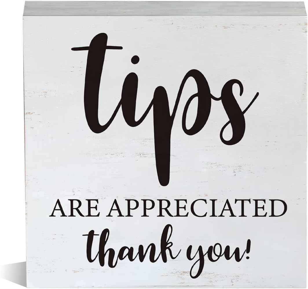 Tips Are Appreciated Thank You Box Sign 7x7 Inch Wood Decor