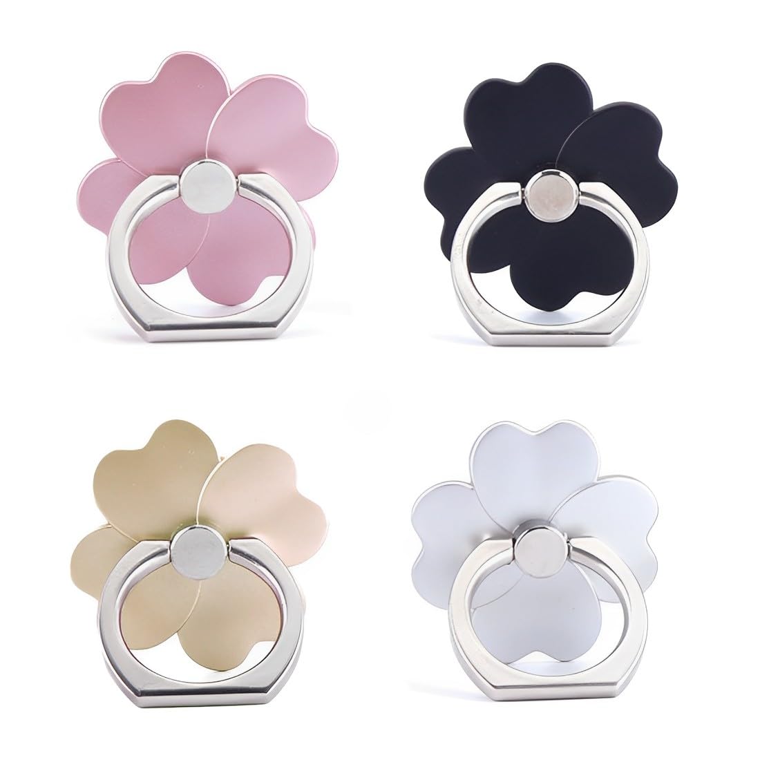 4 pezzi supporto per cellulare con supporto, anello floreale per cellulare, impugnatura per dita, ruotabile a 360°
