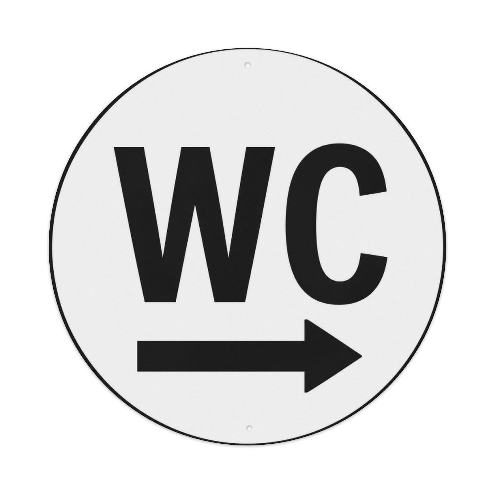 WC Arrow Right Restroom Direction Notice Minimal Icon Metal Tin Sign