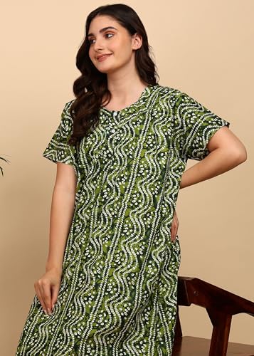 Image of Vlazom Women's Cotton Nighty Gown Combo - Pack of 2 Printed Maxi Nightwear, Free Size, Soft & Breathable Sleepwear for Ladies