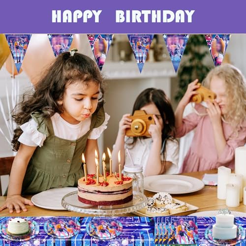Vajilla temática de cumpleaños Huntrs para meriendas infantiles divertidas en el jardín 4