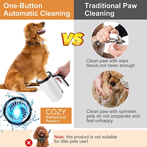 MYPIN Aufladbarer automatischer Pfotenreiniger für Hunde, 2 in 1 Haustierpfotenreiniger mit weicher Silikonbürste, Hundefußwascher, geeignet für die Pflege großer Hunde und Katzen (schwarz)