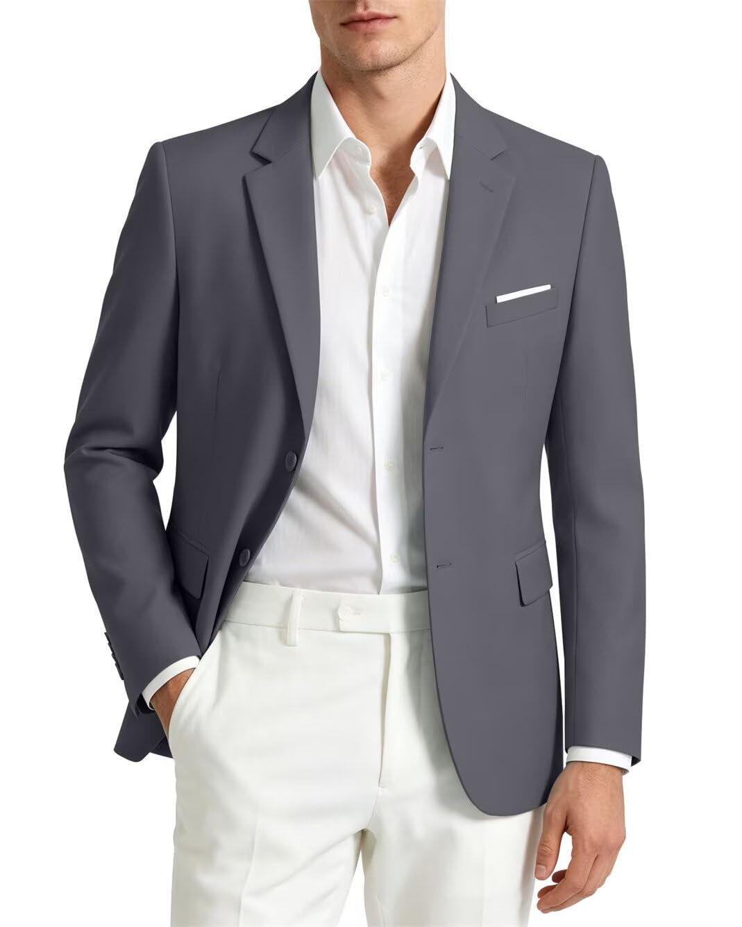 Giacche da uomo casual a due bottoni slim fit blazer abito separa cappotto sportivo con tasche per matrimoni e feste, grigio scuro, 5XL