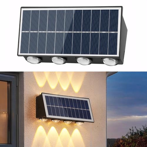 Luce Solare Esterno, 8LED Faretto Led Luce da Esterno 1800mAh Applique da Esterno, Lampada Solare da Esterno Applique da Parete IP65 Impermeabile Lampada da Parete Luci Solari da Giardino Decorazione