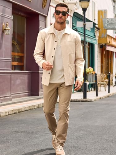 Runcati Mens Linen Shirt Jacket Button Down Long Sleeve Shacket Casual Cotton Casual Lightweight Jacket4