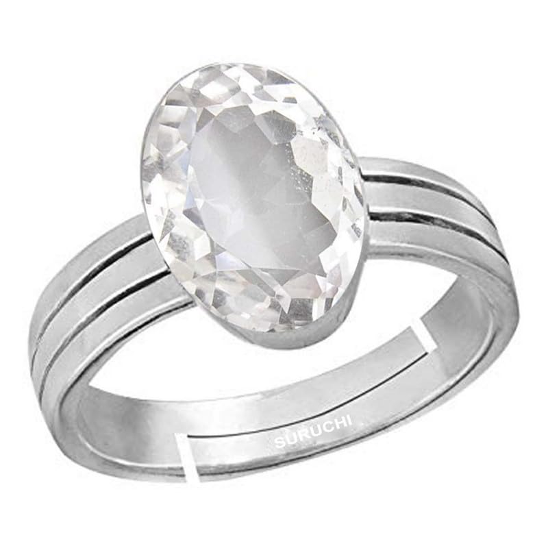 White Topaz 3.25 Ratti to 10.25 Ratti or 3 Carat to 9.5 Carat Astrological Certified Natural Gemstone bis Hallmark 925 Sterling Silver Adjustable Ring for Men & Women-2-image-29