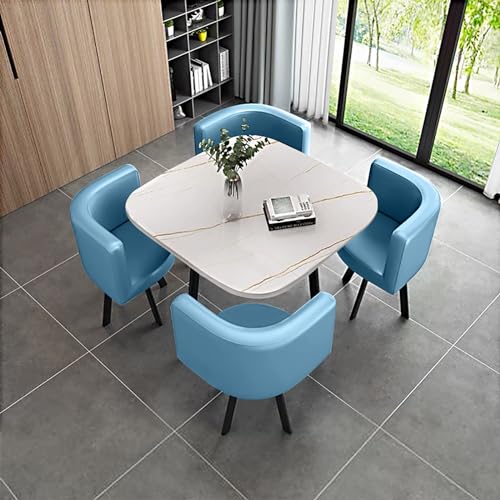 Juego de Mesa de Comedor Cuadrada Moderna con sillas, diseño Que Ahorra Espacio para Uso Comercial y doméstico, Ideal para Sala de Estar, Muebles de negociación Elegantes (Color: a