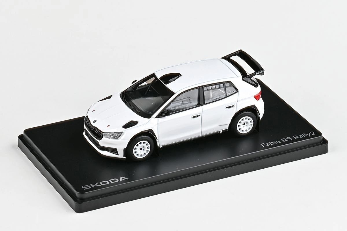 Skoda Fabia IV RS Rally2 (2022) 1:43 Diecast - Coche de metal modelo de coleccionista detallado y coche de juguete para niños y adultos, vehículo en miniatura como regalo – Blanco
