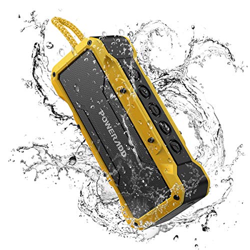 POWERADD MusicFly II 36W Portable Wireless Bluetooth Speakers, IPX7 Waterproof Bluetooth Speaker with Enhanced Bass, 24H Playtime, Built-in Mic for Home, Outdoors, Travel (Yellow)