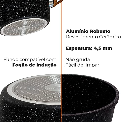Conjunto com 5 Panelas, com Fundo Indução, Preto, Casambiente, Tamanho: Unico