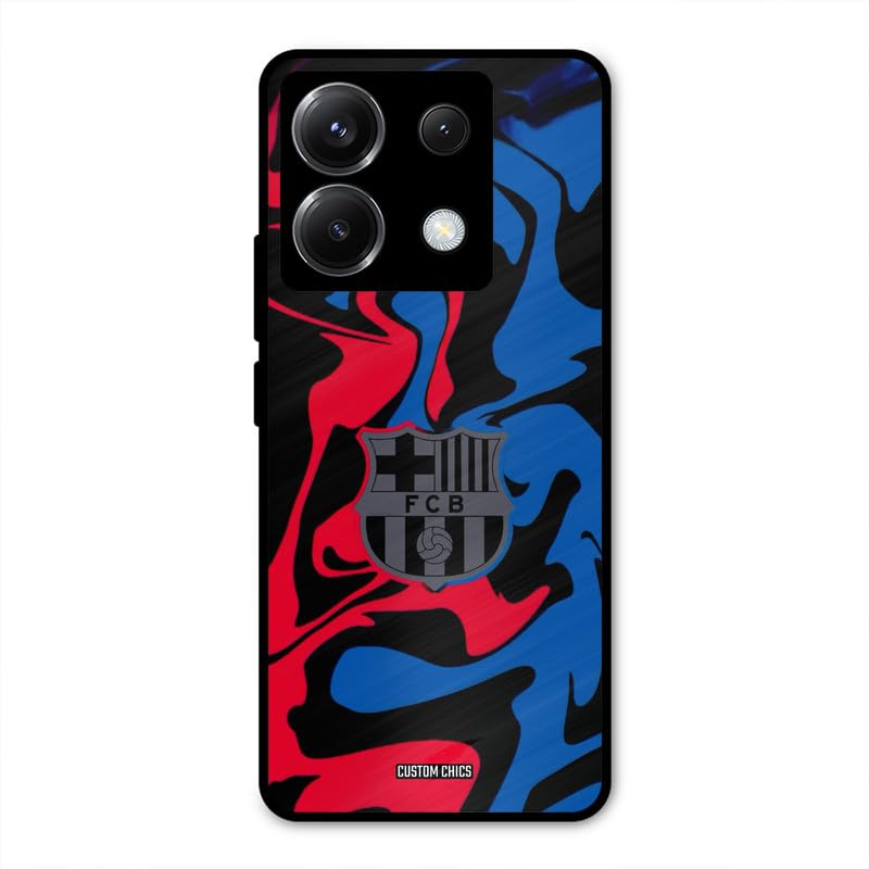 Image of PrintShield FC Barcelona Comic Back Cover for Poco X6, Shockproof Printed Phone Case with Soft TPU Sides & Anti-Slip Grip