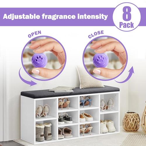 Image of SCENTORINI Shoe Deodorizer Balls, 8 Pack Lavender Scent Sneaker Deodorizer Balls, Odor Eliminator for Smell Shoes Boots, Long Lasting Shoe Freshener for Gym Bags, Drawers and Small Spaces