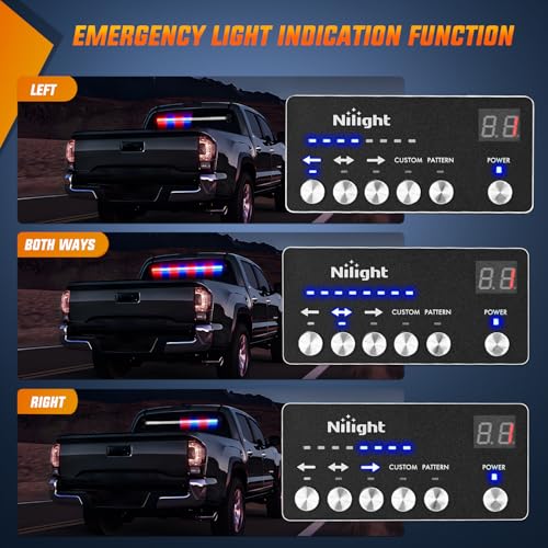 Image of Nilight 144LED Traffic Advisor Strobe Light Bar with Controller Red Blue