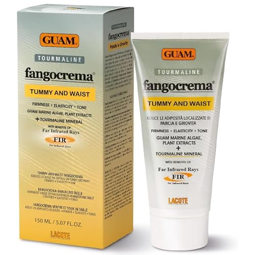 GUAM Algae Anti Cellulite Cream for Tummy & Waist, 150ml Mud based Hot Skin Tightening Cream for Stomach with Black Tourmaline & Caffeine, Natural Cellulite Remover, Belly & Tummy Skin Firming Cream