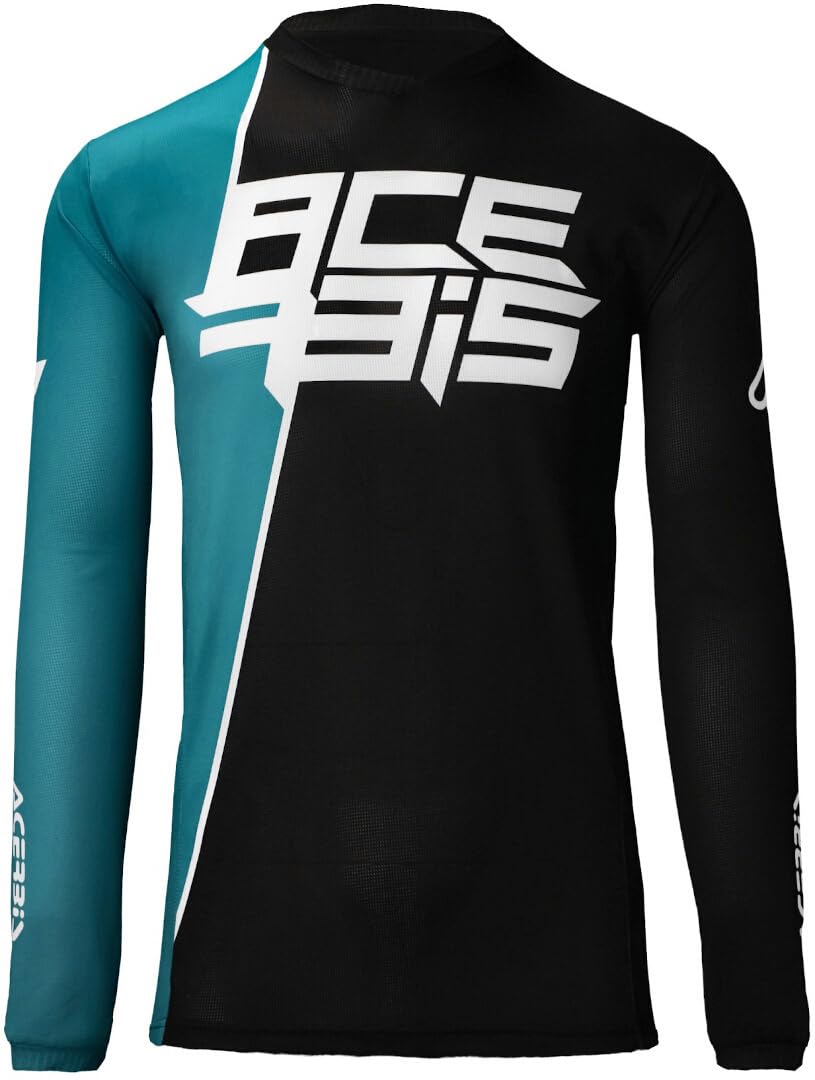 Acerbis MX J-Track 7 Maglia Motocross, Nero/Ciano, XL