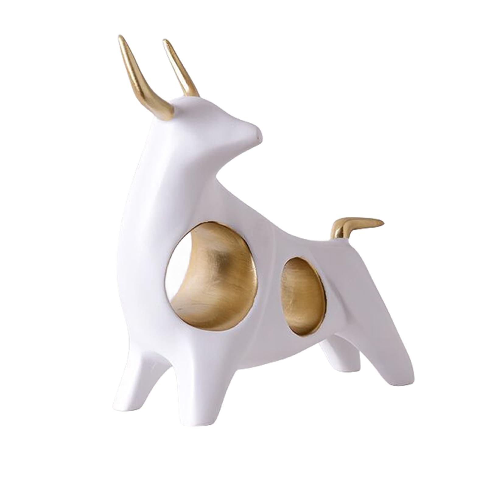 Zyqixluk Bull Decorative Statue Sculpture shelf decorations figurines Resin Animal Sculptures For Office Home Desk, Decoration Ornament Gifts,White A
